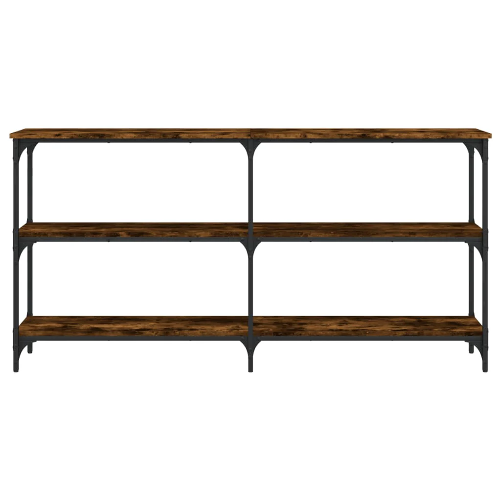 konsolbord 150x29x75 cm konstrueret træ røget egetræsfarve - Image 4