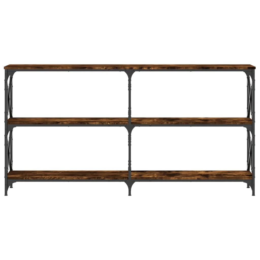 konsolbord 156x28x80,5 cm konstrueret træ røget egetræsfarve - Image 4