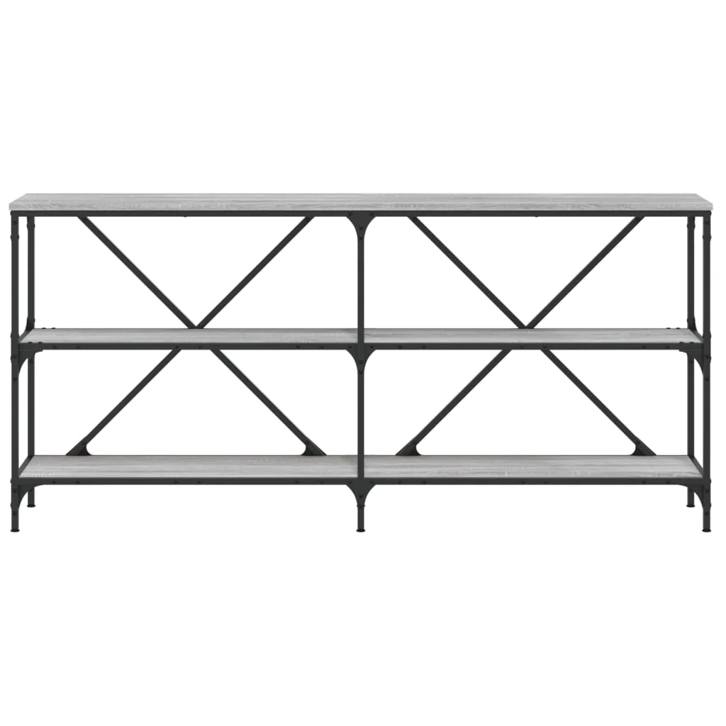 konsolbord 160x30x75 cm konstrueret træ og jern grå sonoma-eg - Image 4