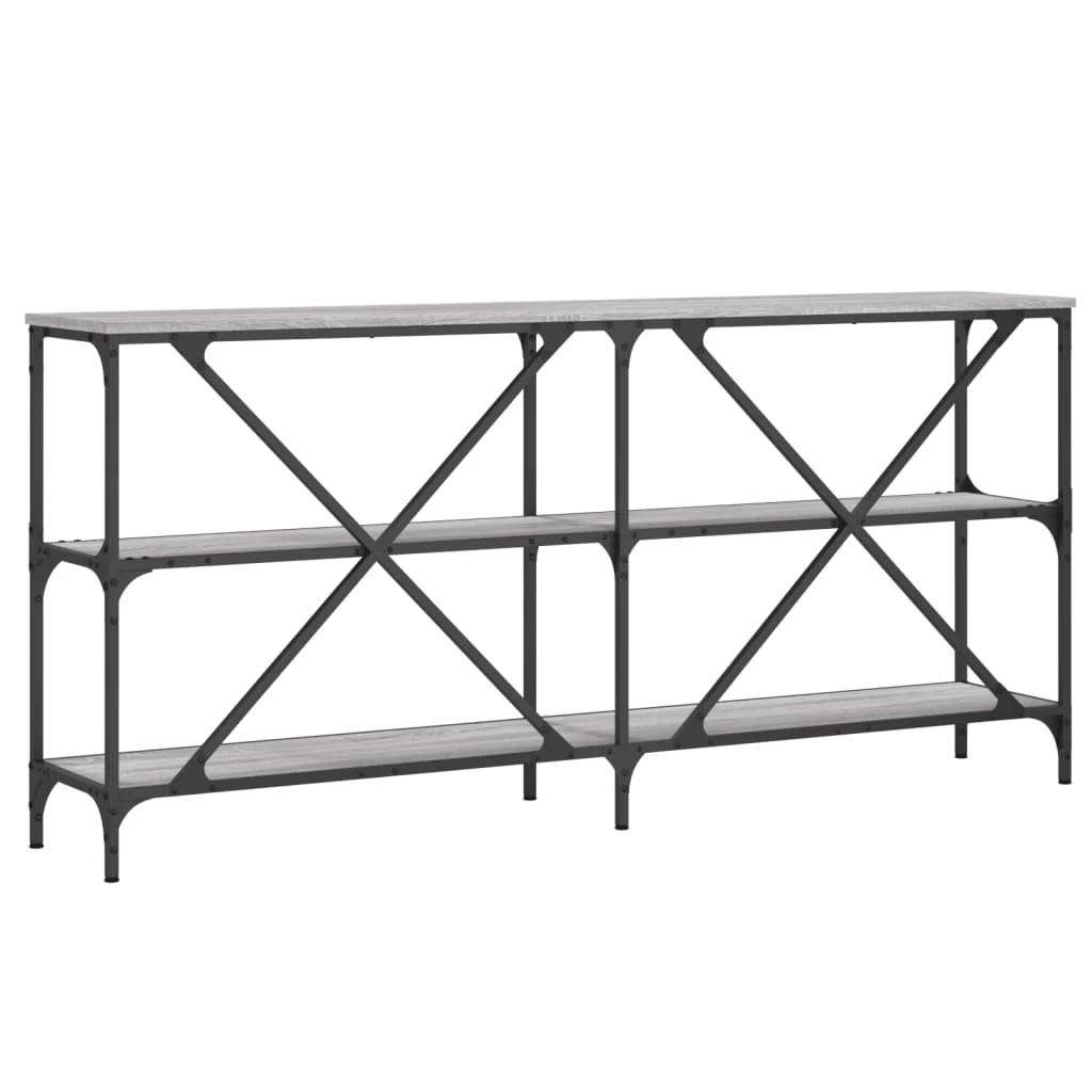 konsolbord 160x30x75 cm konstrueret træ og jern grå sonoma-eg - Image 6