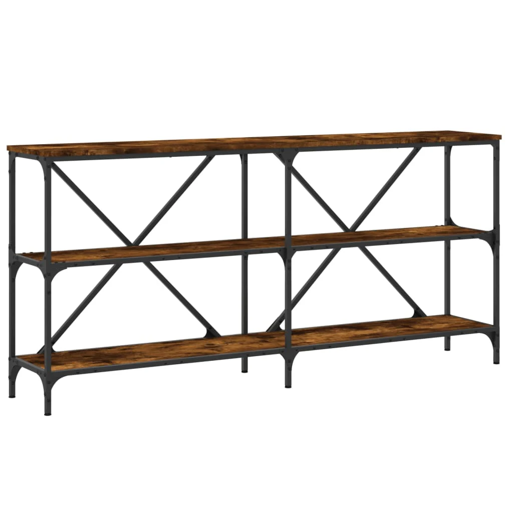 konsolbord 160x30x75 cm konstrueret træ og jern røget sonoma-eg - Image 2