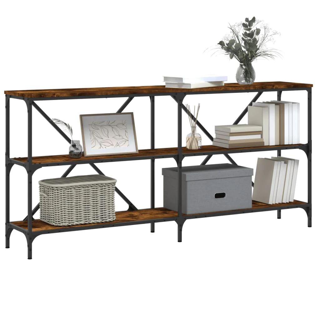 konsolbord 160x30x75 cm konstrueret træ og jern røget sonoma-eg - Image 3