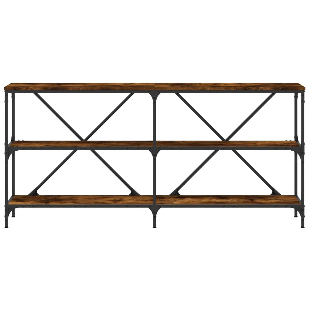 konsolbord 160x30x75 cm konstrueret træ og jern røget sonoma-eg - Image 4