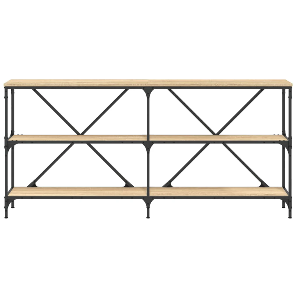 konsolbord 160x30x75 cm konstrueret træ og jern sonoma-eg - Image 4