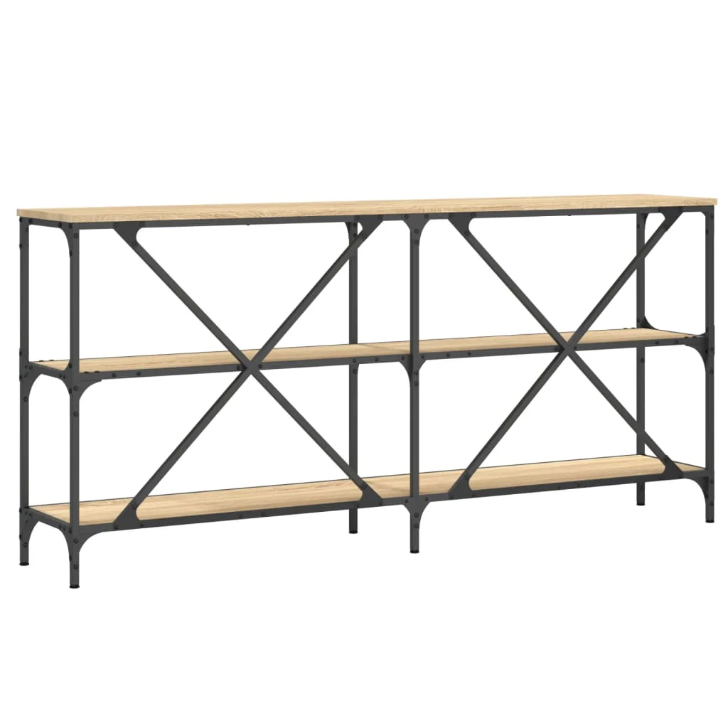 konsolbord 160x30x75 cm konstrueret træ og jern sonoma-eg - Image 6