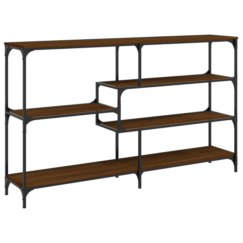 konsolbord 160x32x95 cm konstrueret træ brun egetræsfarve - Image 2