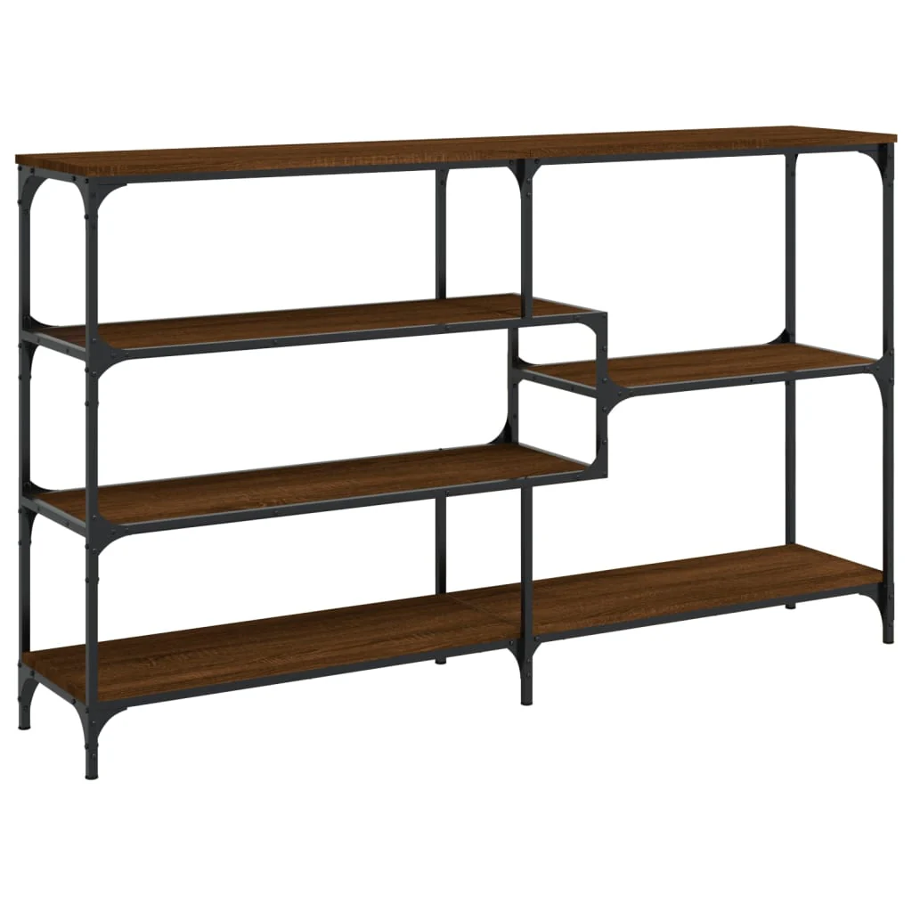 konsolbord 160x32x95 cm konstrueret træ brun egetræsfarve - Image 6