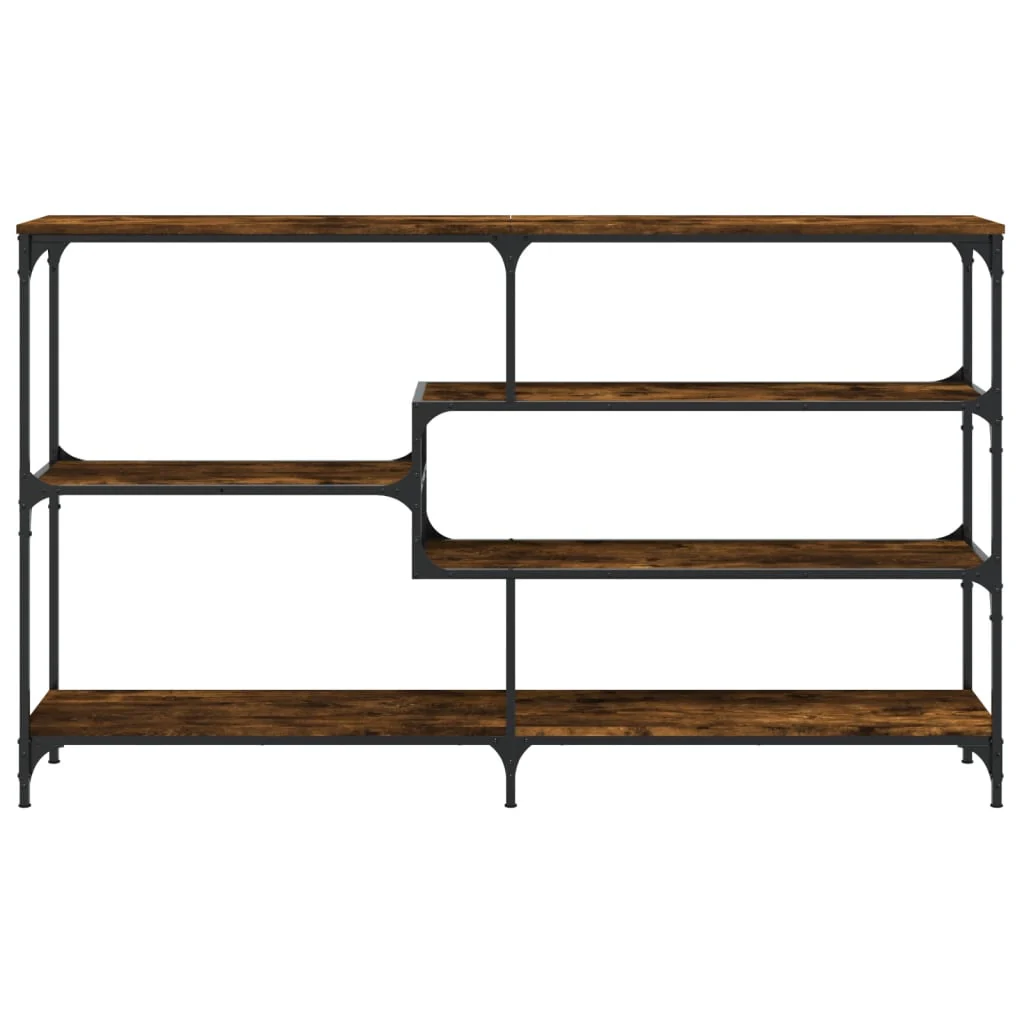 konsolbord 160x32x95 cm konstrueret træ røget egetræsfarve - Image 4