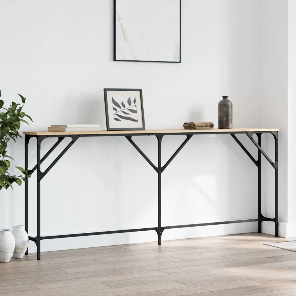 konsolbord 180x23x75 cm konstrueret træ sonoma-eg