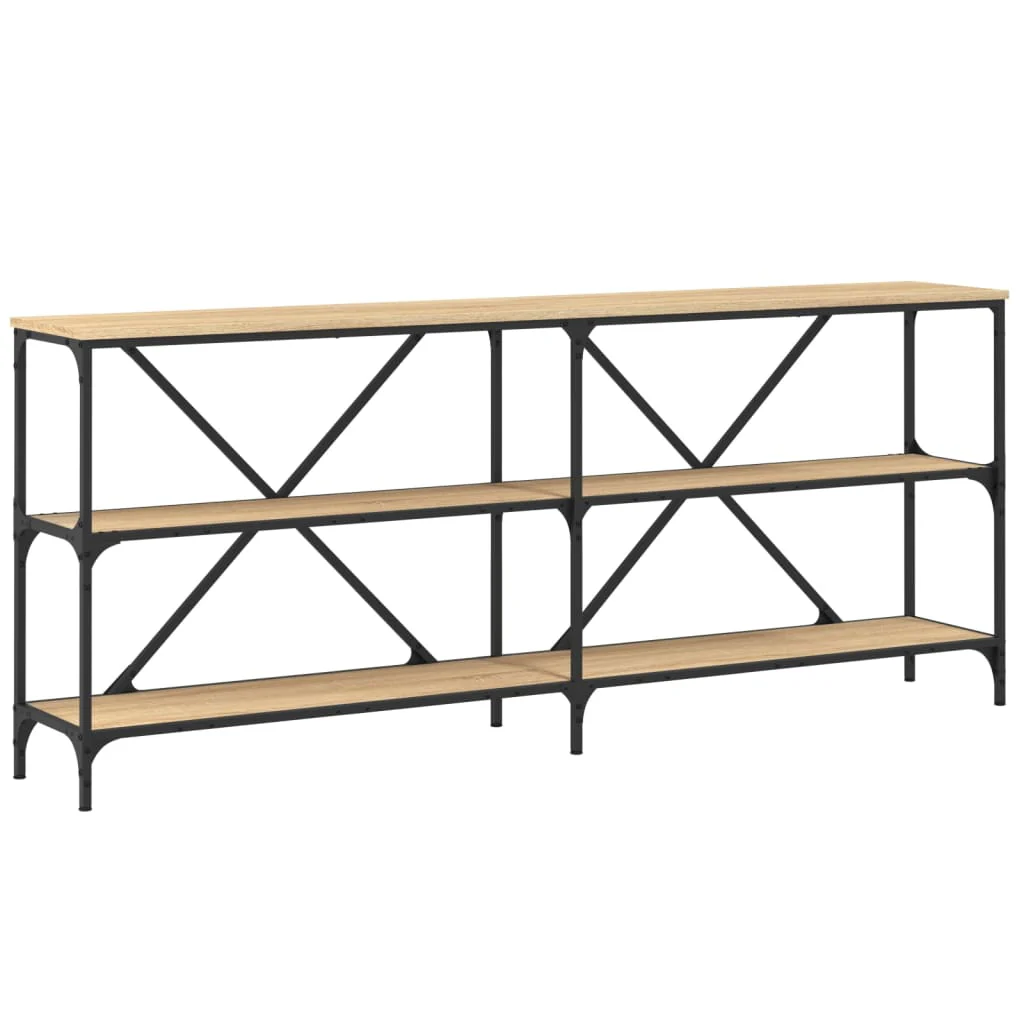 konsolbord 180x30x75 cm konstrueret træ og jern sonoma-eg - Image 2