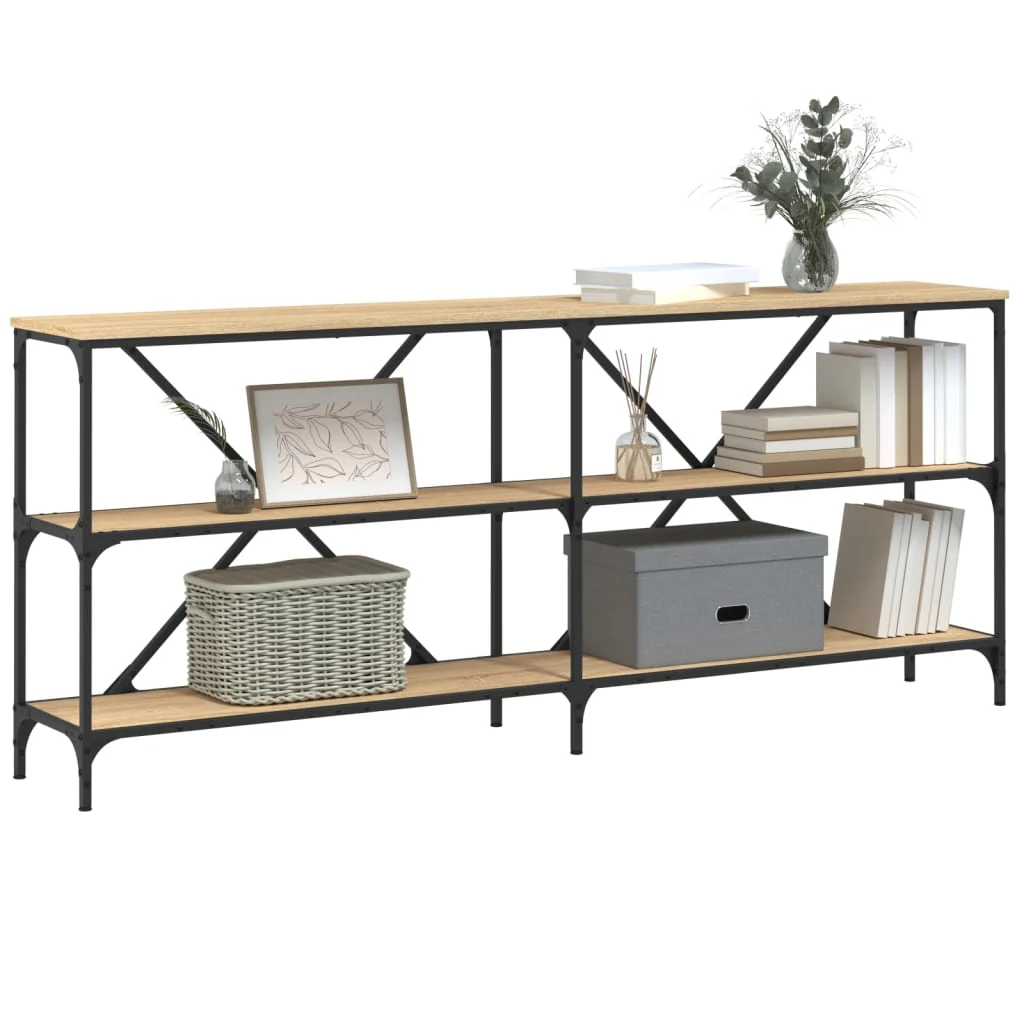 konsolbord 180x30x75 cm konstrueret træ og jern sonoma-eg - Image 3