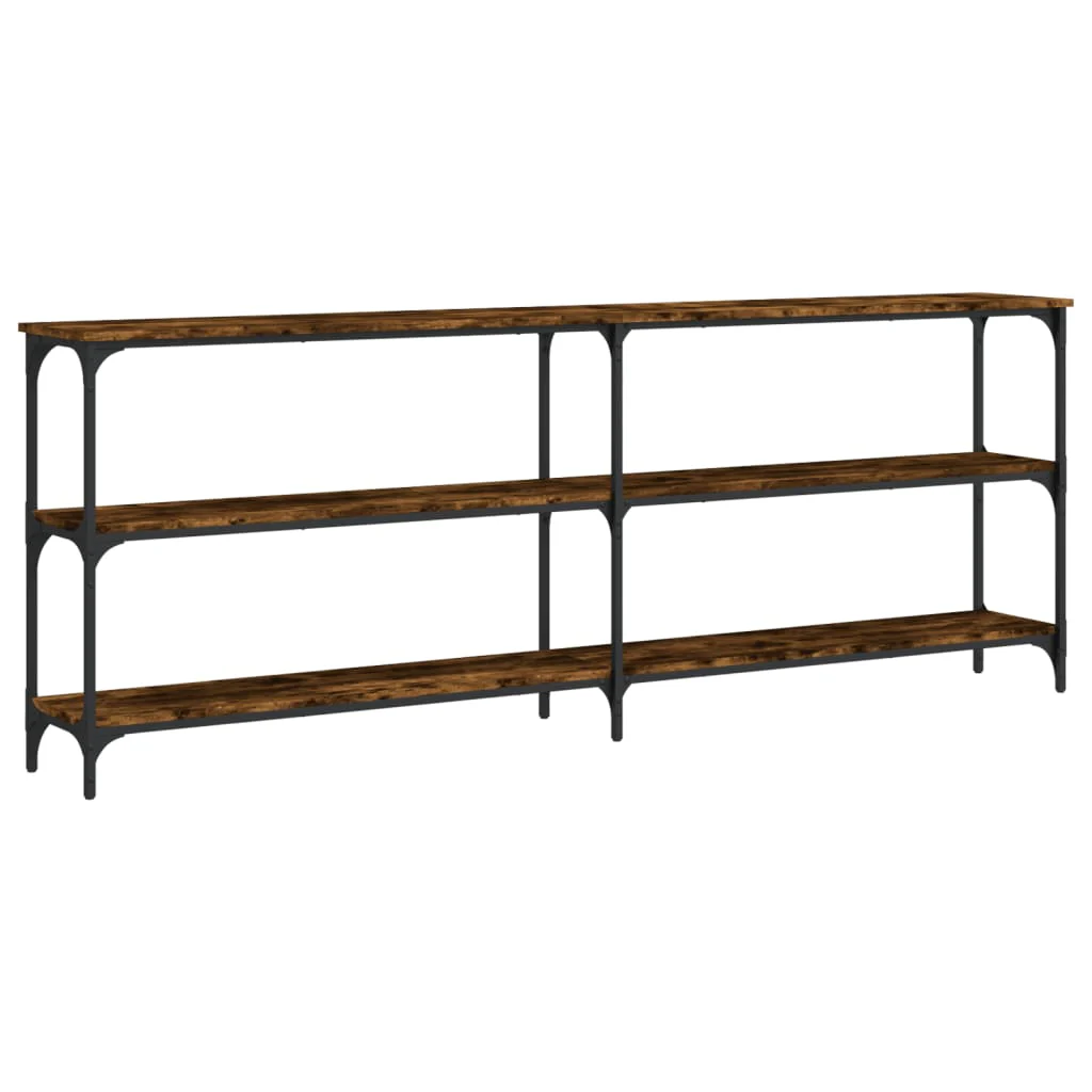 konsolbord 200x29x75 cm konstrueret træ røget egetræsfarve - Image 6