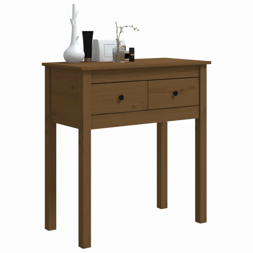 konsolbord 70x35x75 cm massivt fyrretræ gyldenbrun - Image 4