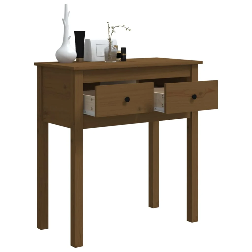konsolbord 70x35x75 cm massivt fyrretræ gyldenbrun - Image 5