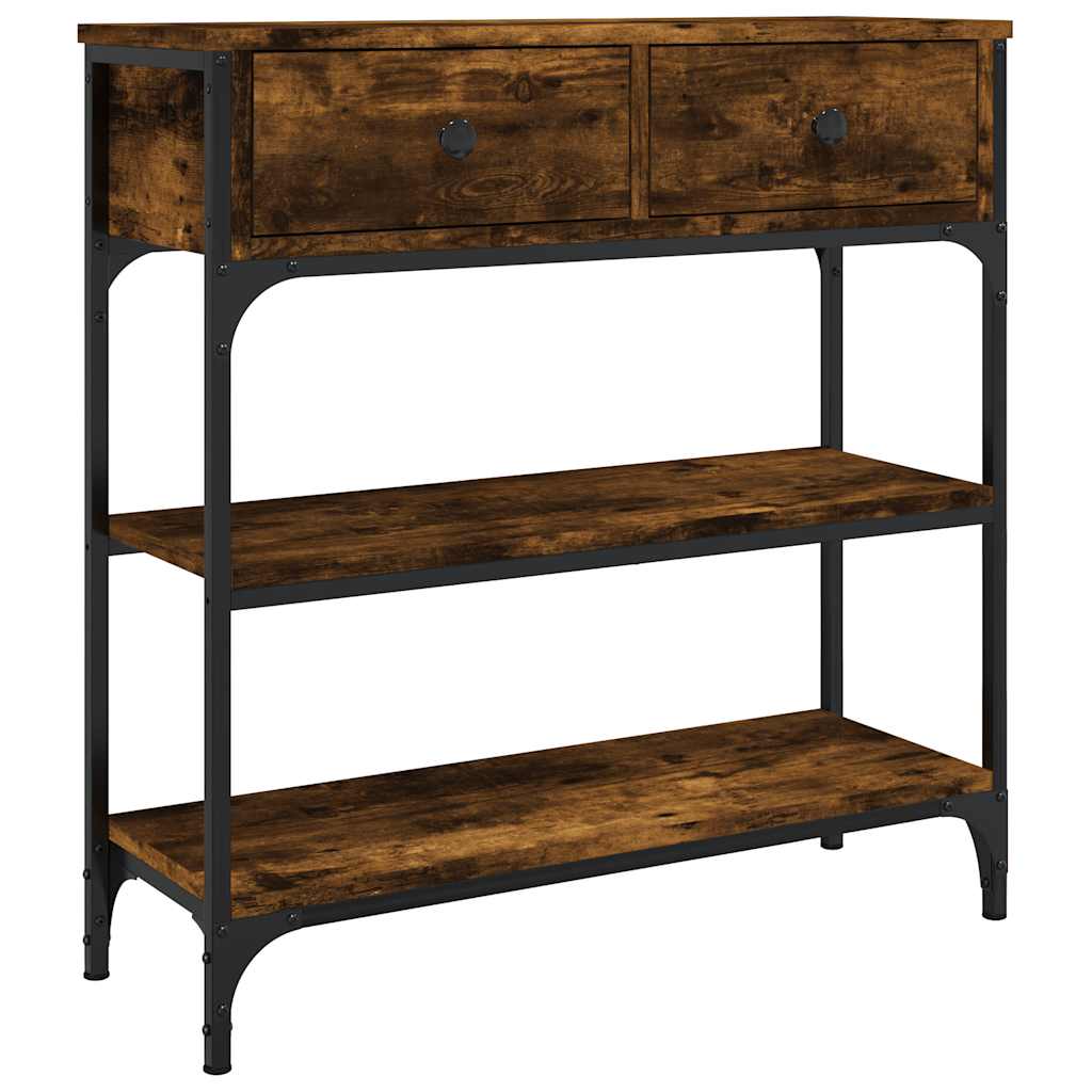 konsolbord 72,5x25x75 cm konstrueret træ røget egetræsfarve - Image 2