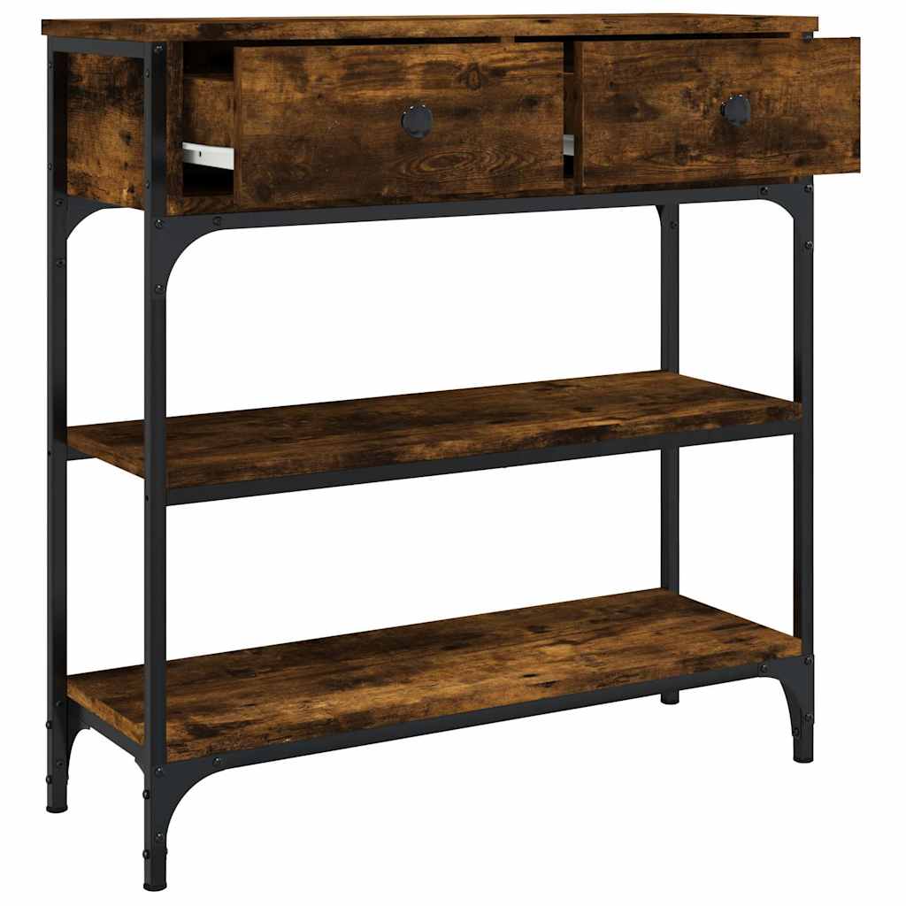 konsolbord 72,5x25x75 cm konstrueret træ røget egetræsfarve - Image 4