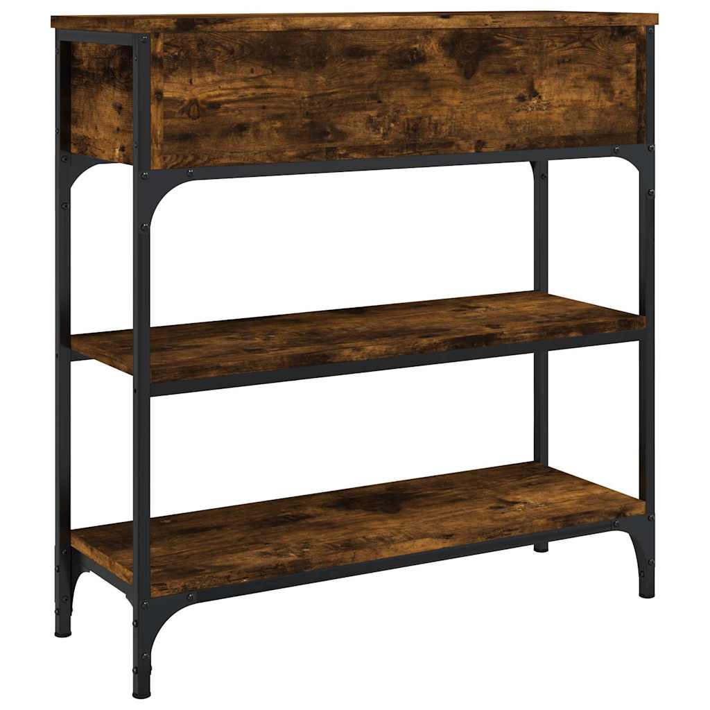 konsolbord 72,5x25x75 cm konstrueret træ røget egetræsfarve - Image 7