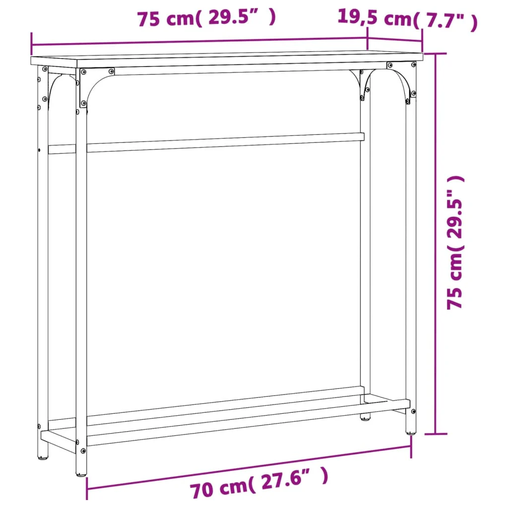 konsolbord 75x19,5x75 cm konstrueret træ grå sonoma-eg - Image 8