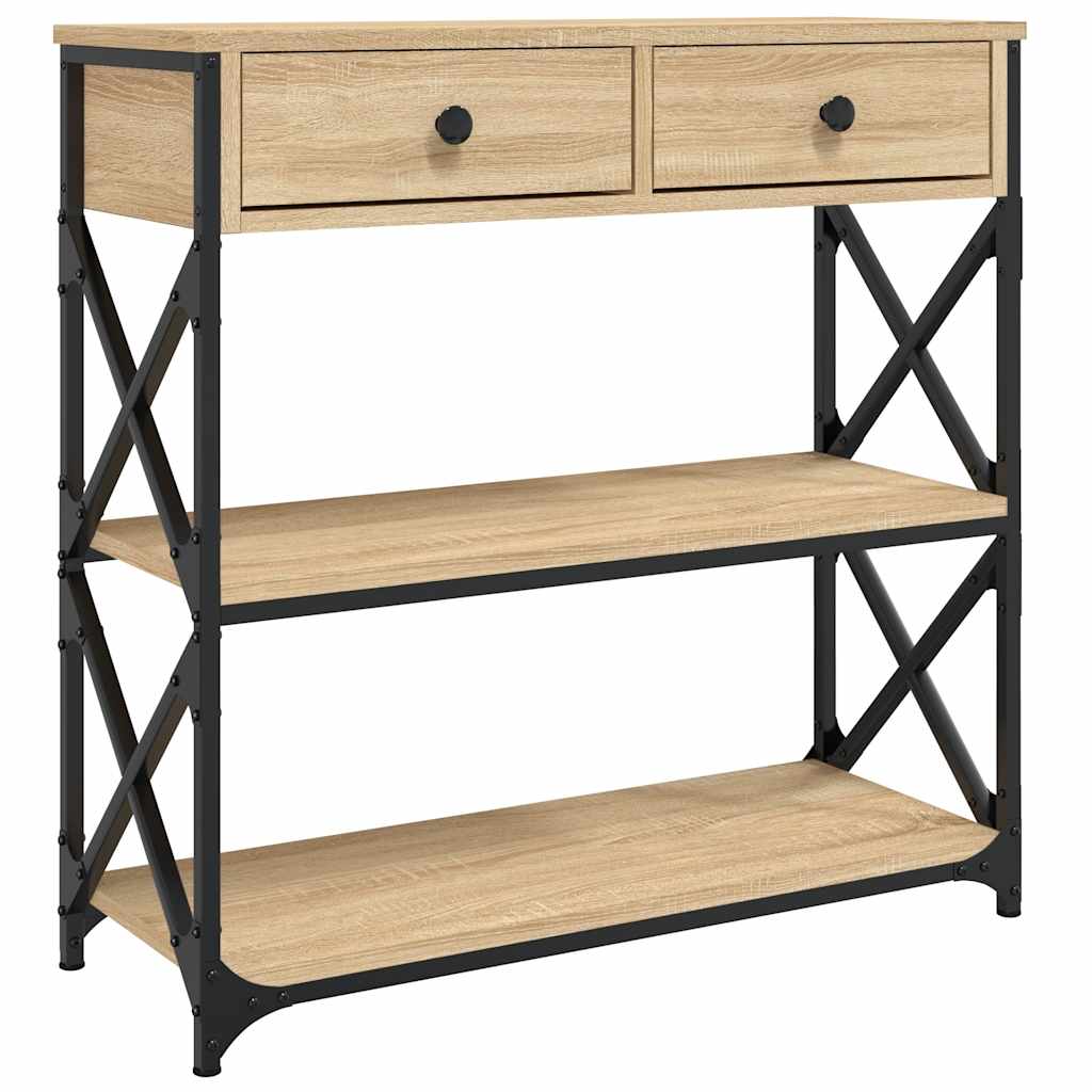 konsolbord 75x28x75 cm konstrueret træ sonoma-eg - Image 2