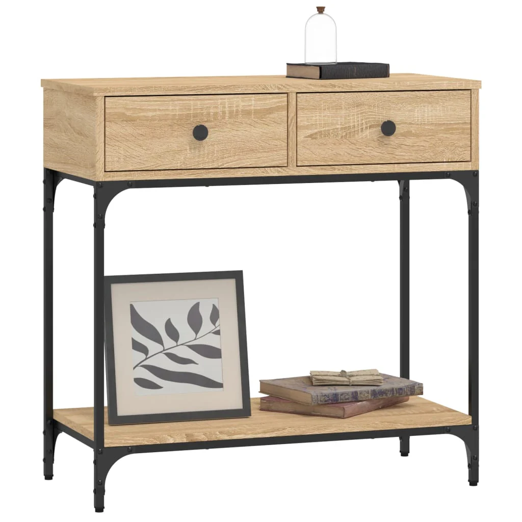 konsolbord 75x34,5x75 cm konstrueret træ sonoma-eg - Image 3