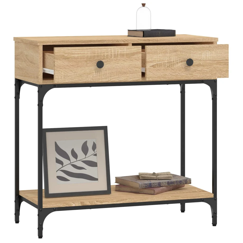 konsolbord 75x34,5x75 cm konstrueret træ sonoma-eg - Image 4