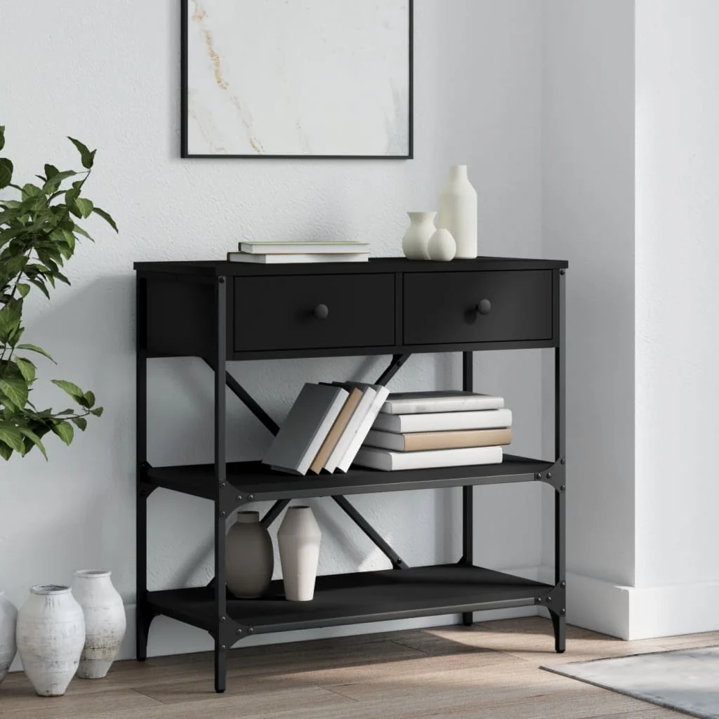 konsolbord 75x34,5x75 cm konstrueret træ sort