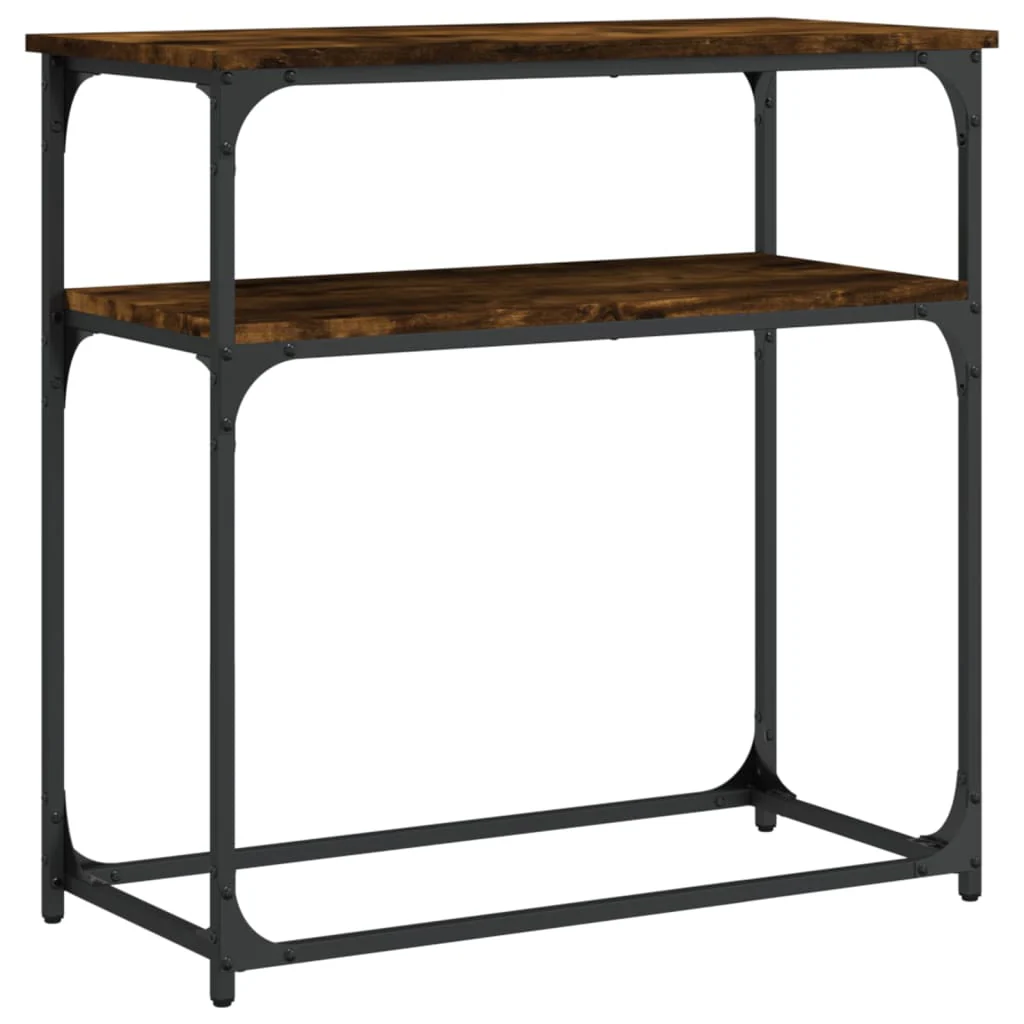 konsolbord 75x35,5x75 cm konstrueret træ røget egetræsfarve - Image 2