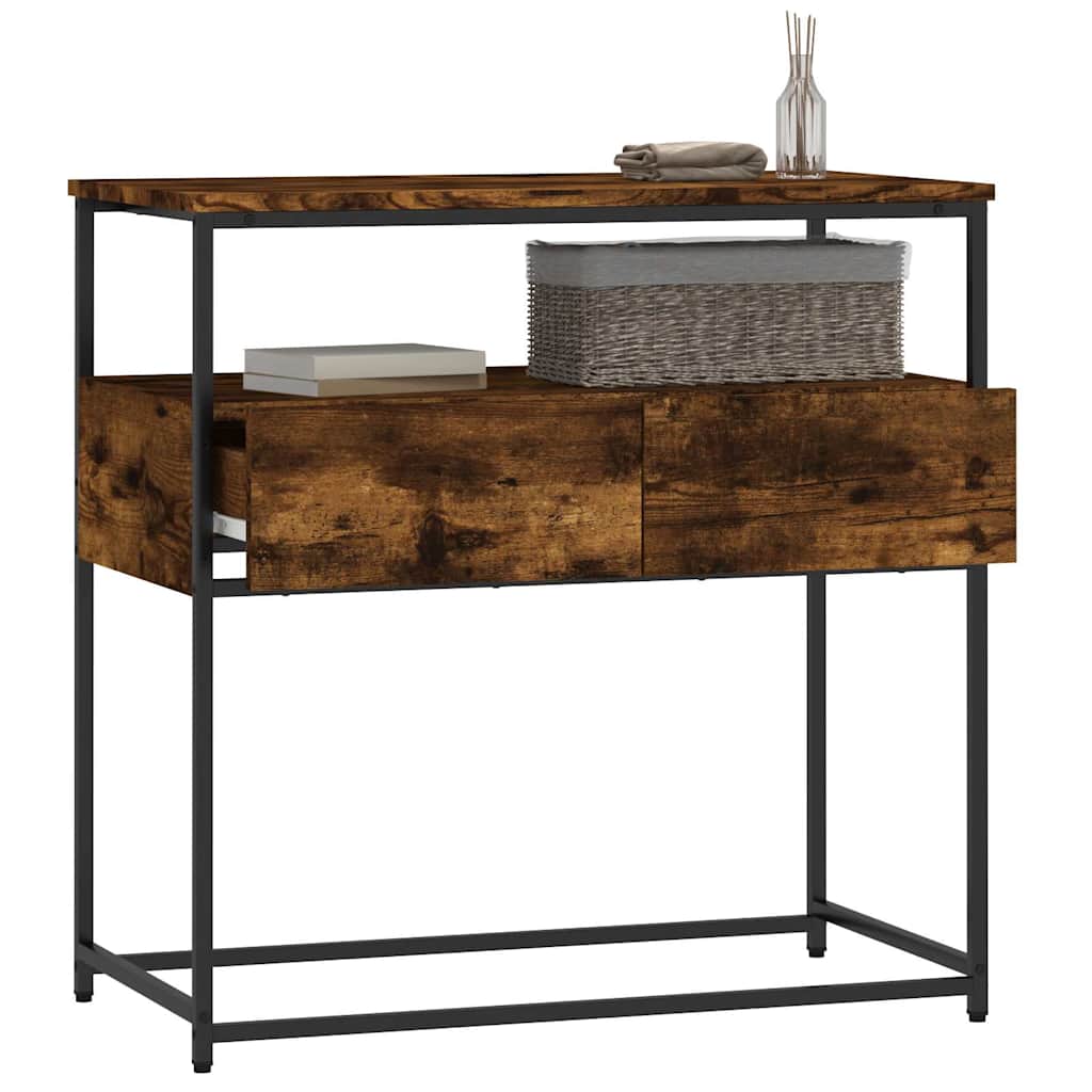 konsolbord 75x40x75 cm konstrueret træ røget egetræsfarve - Image 4