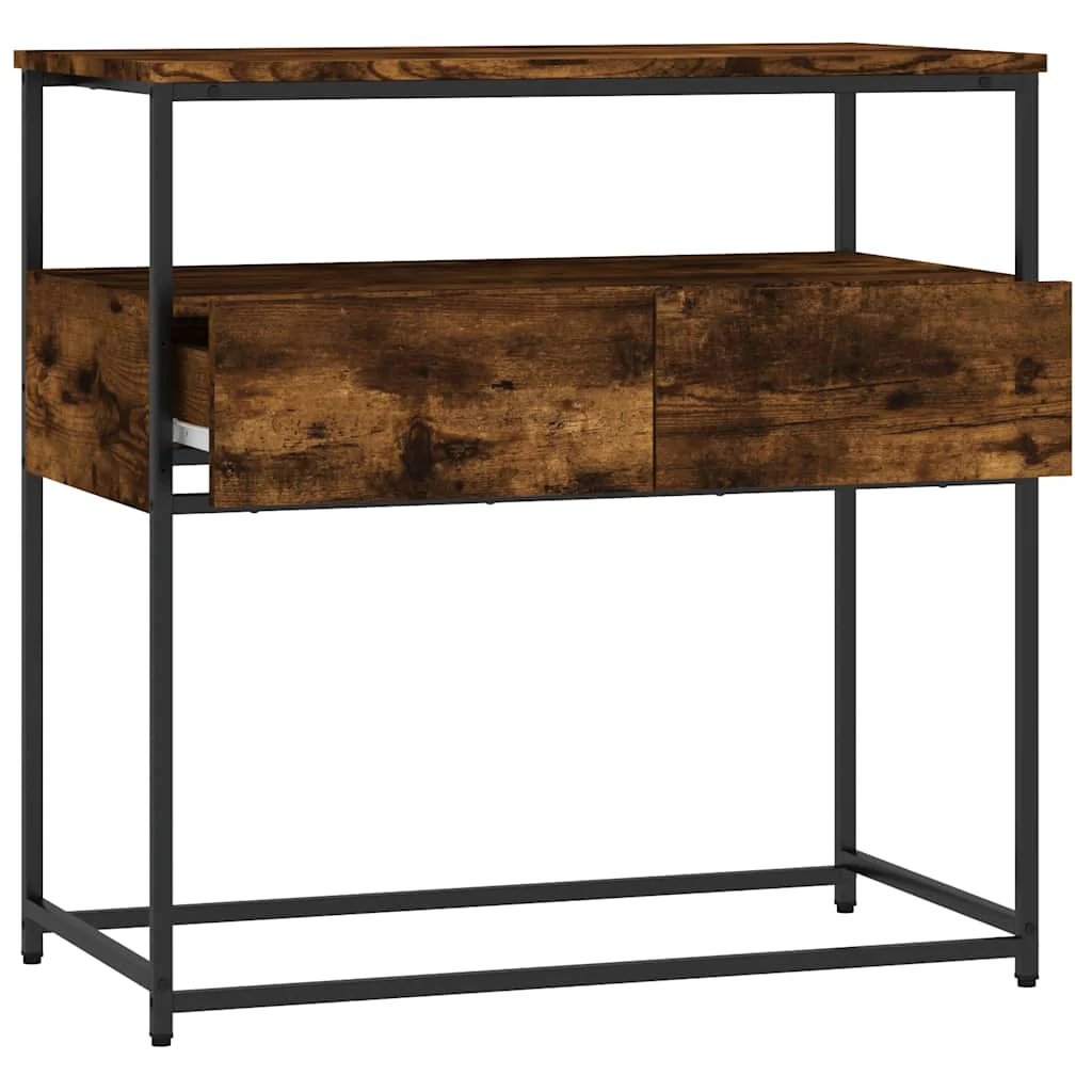 konsolbord 75x40x75 cm konstrueret træ røget egetræsfarve - Image 5
