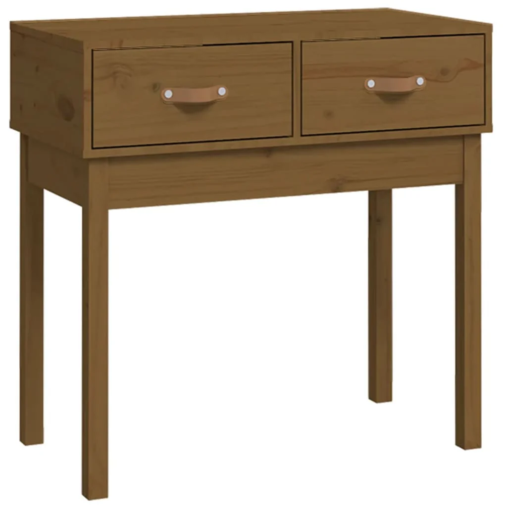 konsolbord 76,5x40x75 cm massivt fyrretræ gyldenbrun - Image 2