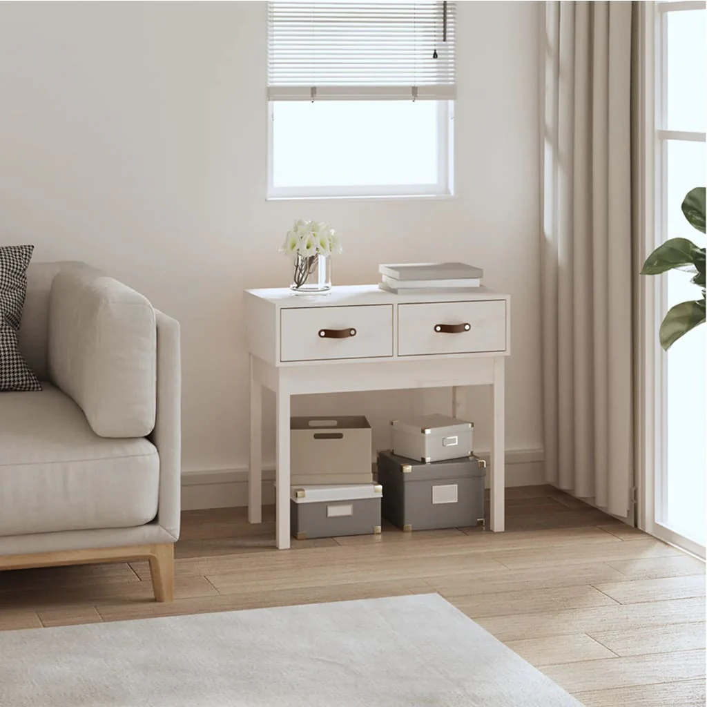 konsolbord 76,5x40x75 cm massivt fyrretræ hvid