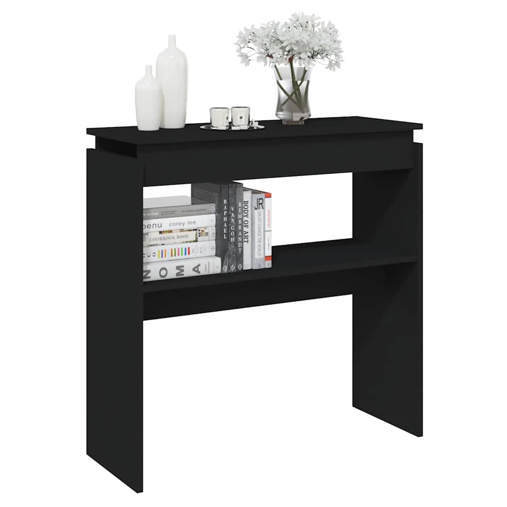 konsolbord 80x30x80 cm konstrueret træ sort - Image 3