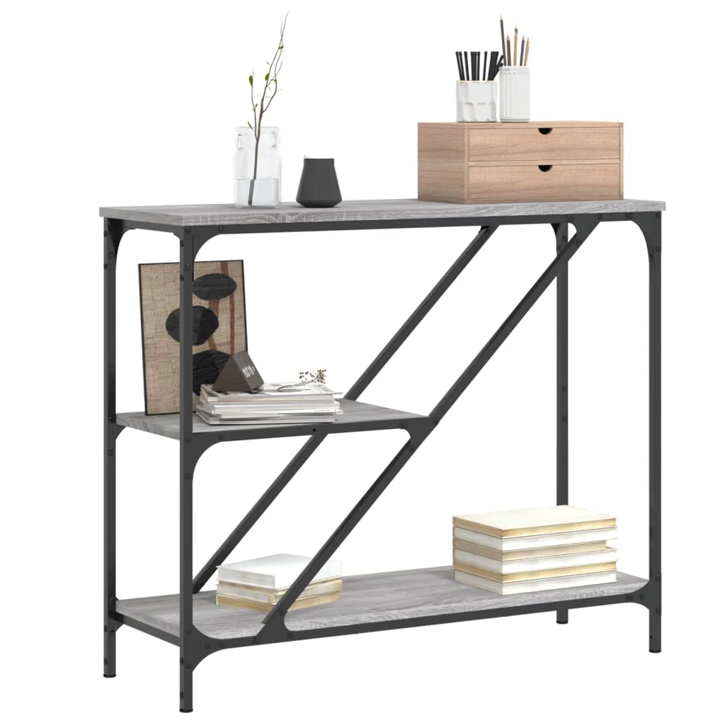 konsolbord 88,5x30x75 cm konstrueret træ grå sonoma-eg - Image 3