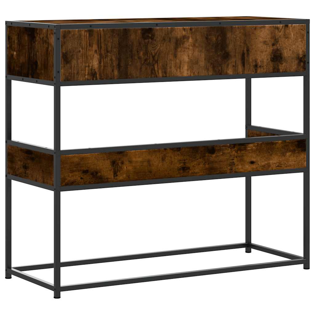 konsolbord 90x35x80 cm konstrueret træ røget egetræsfarve - Image 6