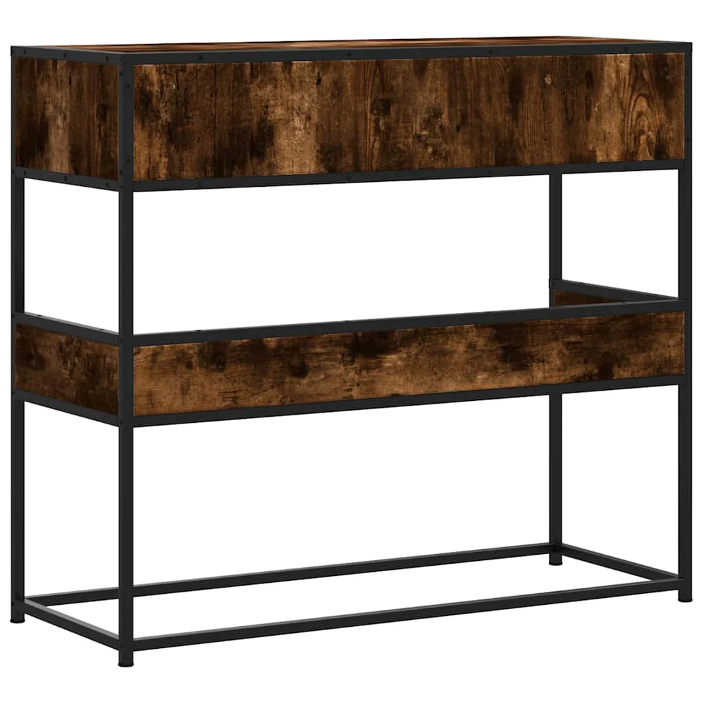 konsolbord 90x35x80 cm konstrueret træ røget egetræsfarve - Image 6