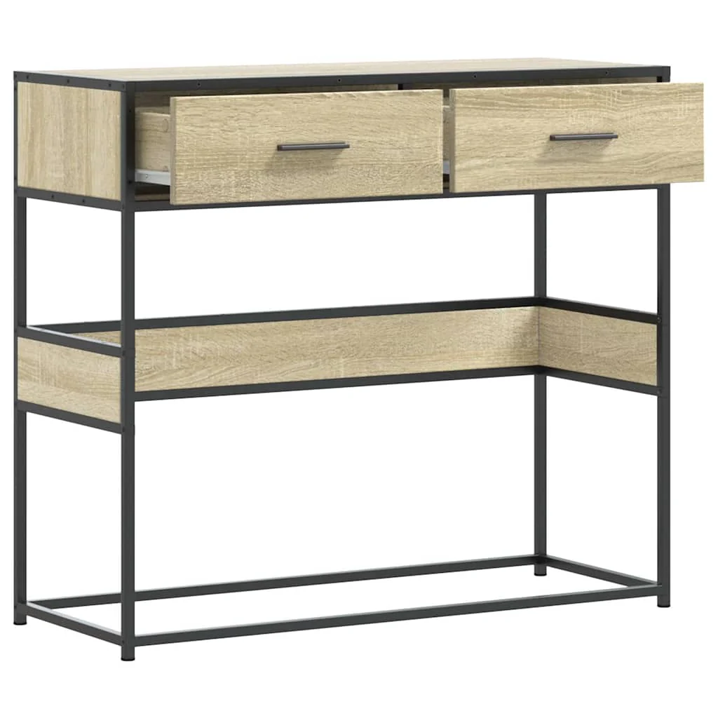 konsolbord 90x35x80 cm konstrueret træ sonoma-eg - Image 7