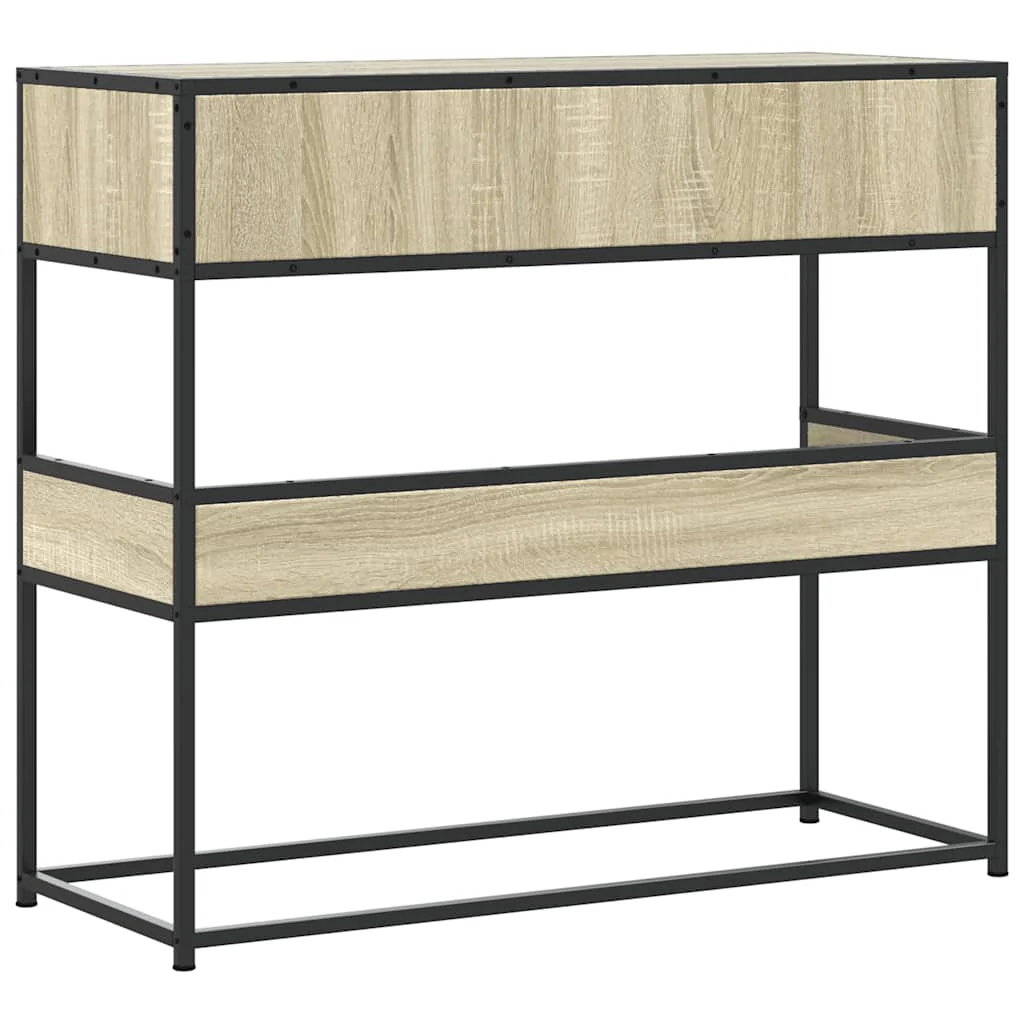 konsolbord 90x35x80 cm konstrueret træ sonoma-eg - Image 6