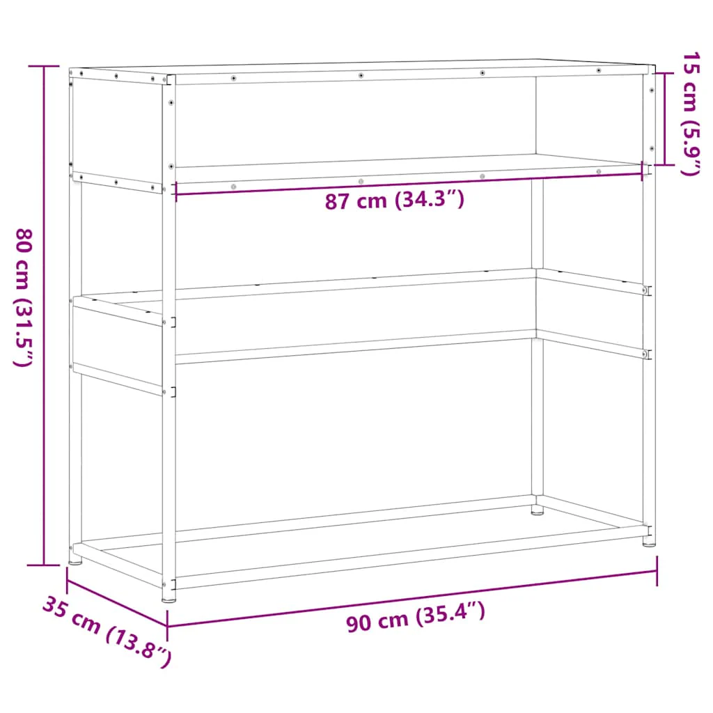 konsolbord 90x35x80 cm konstrueret træ sort - Image 8