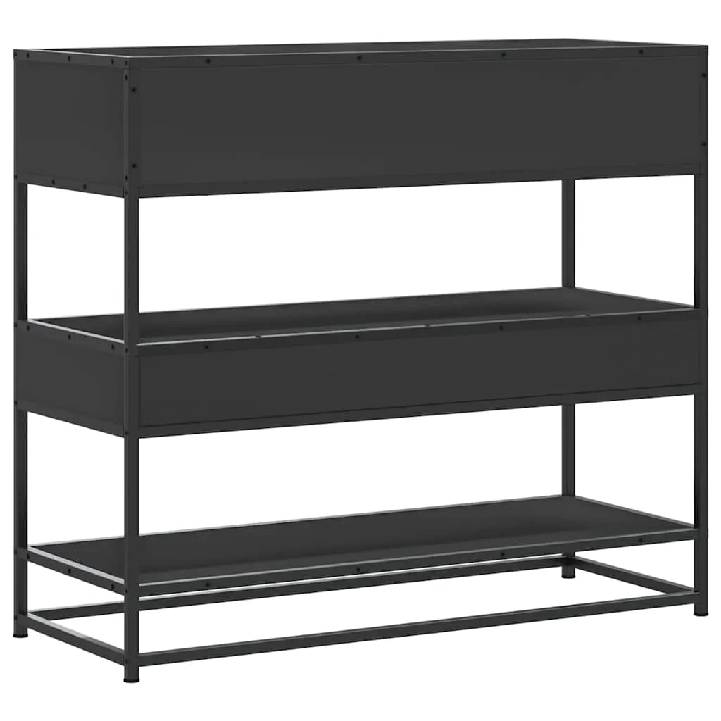 konsolbord 90x35x80 cm konstrueret træ sort - Image 7