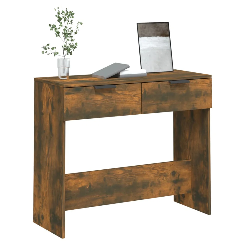 konsolbord 90x36x75 cm konstrueret træ røget egetræsfarve - Image 4