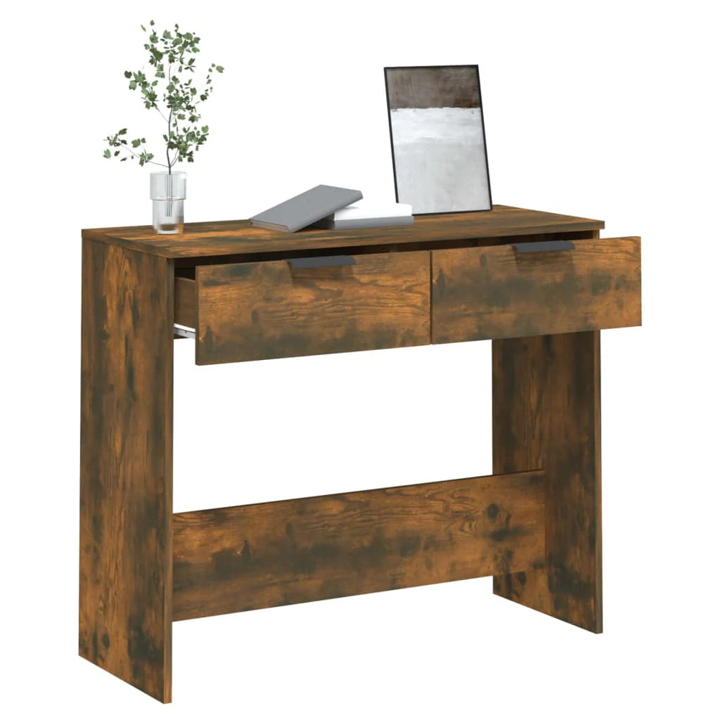 konsolbord 90x36x75 cm konstrueret træ røget egetræsfarve - Image 5