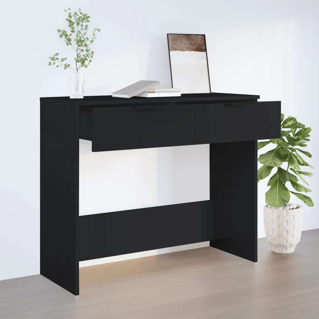 konsolbord 90x36x75 cm konstrueret træ sort - Image 3