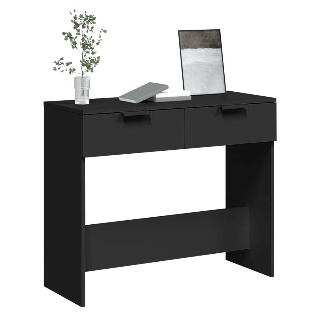 konsolbord 90x36x75 cm konstrueret træ sort - Image 4