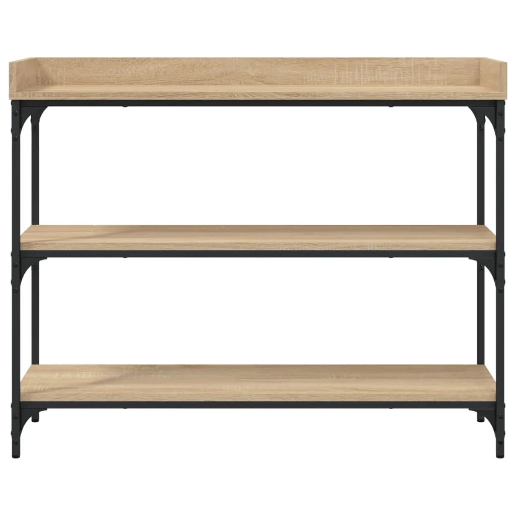 konsolbord med hylder 100x30x80 cm sonoma-eg - Image 4
