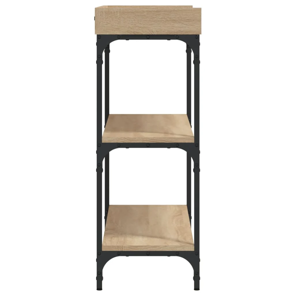 konsolbord med hylder 100x30x80 cm sonoma-eg - Image 5