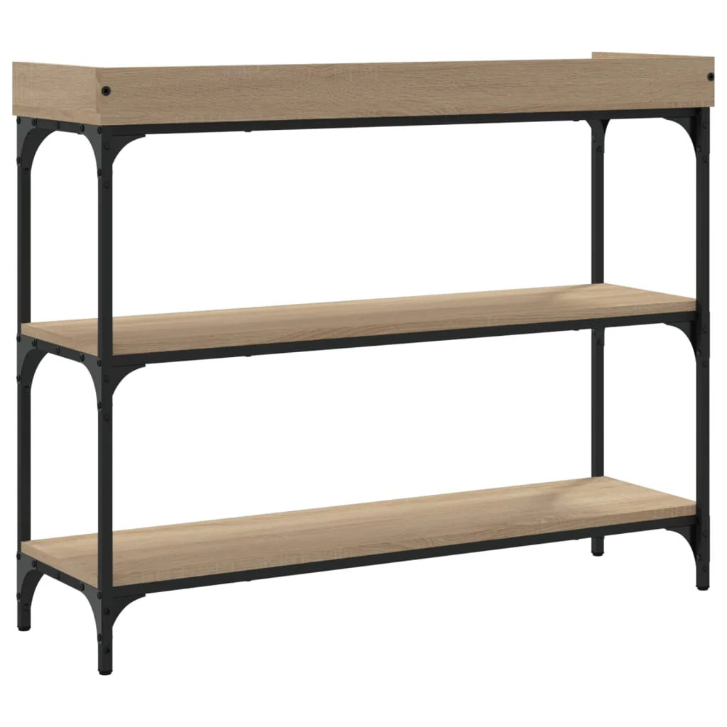 konsolbord med hylder 100x30x80 cm sonoma-eg - Image 6