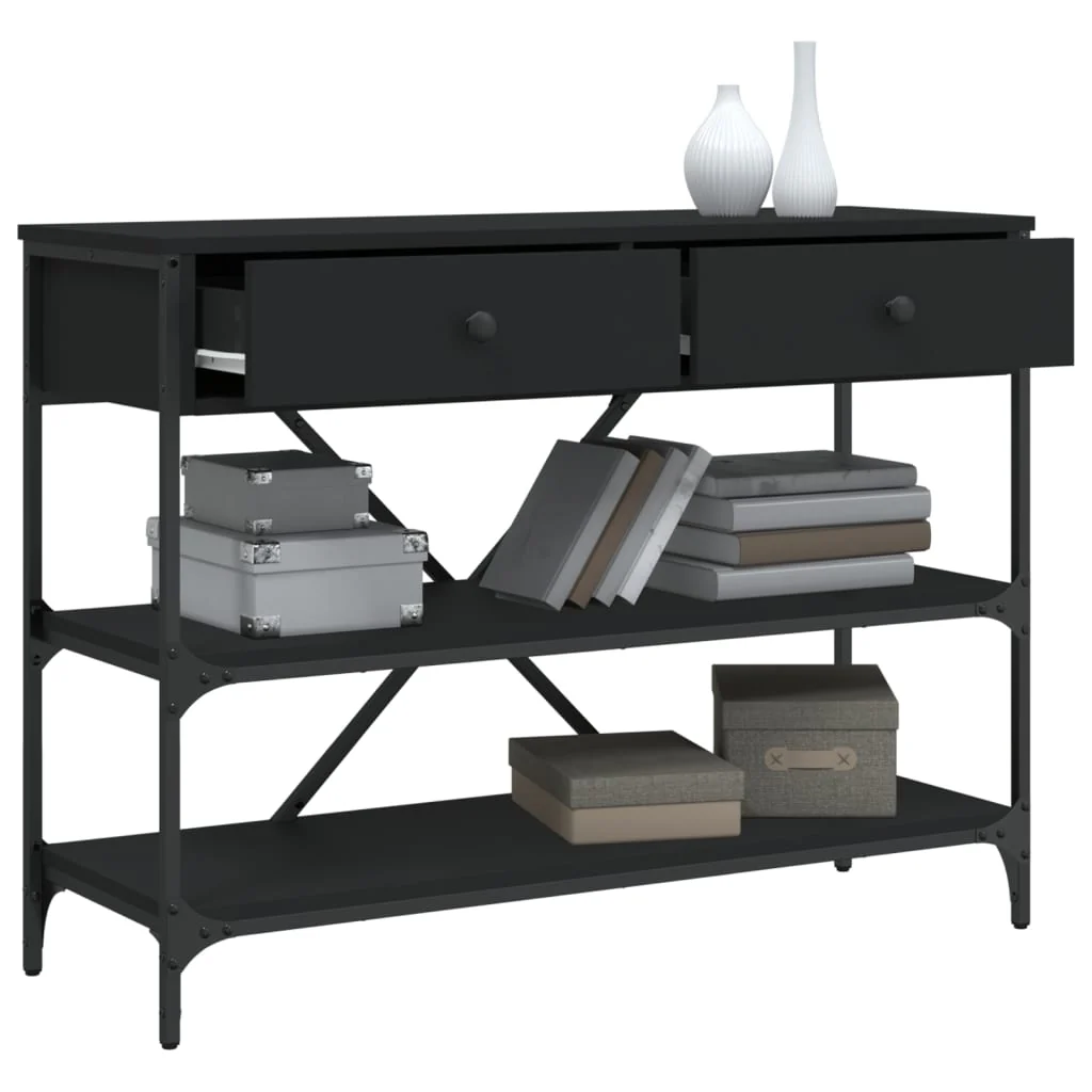 konsolbord med skuffer og hylder konstrueret træ - Image 4