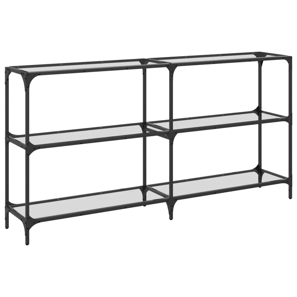 konsolbord med transparent glastop 158,5x30x81 cm stål - Image 6