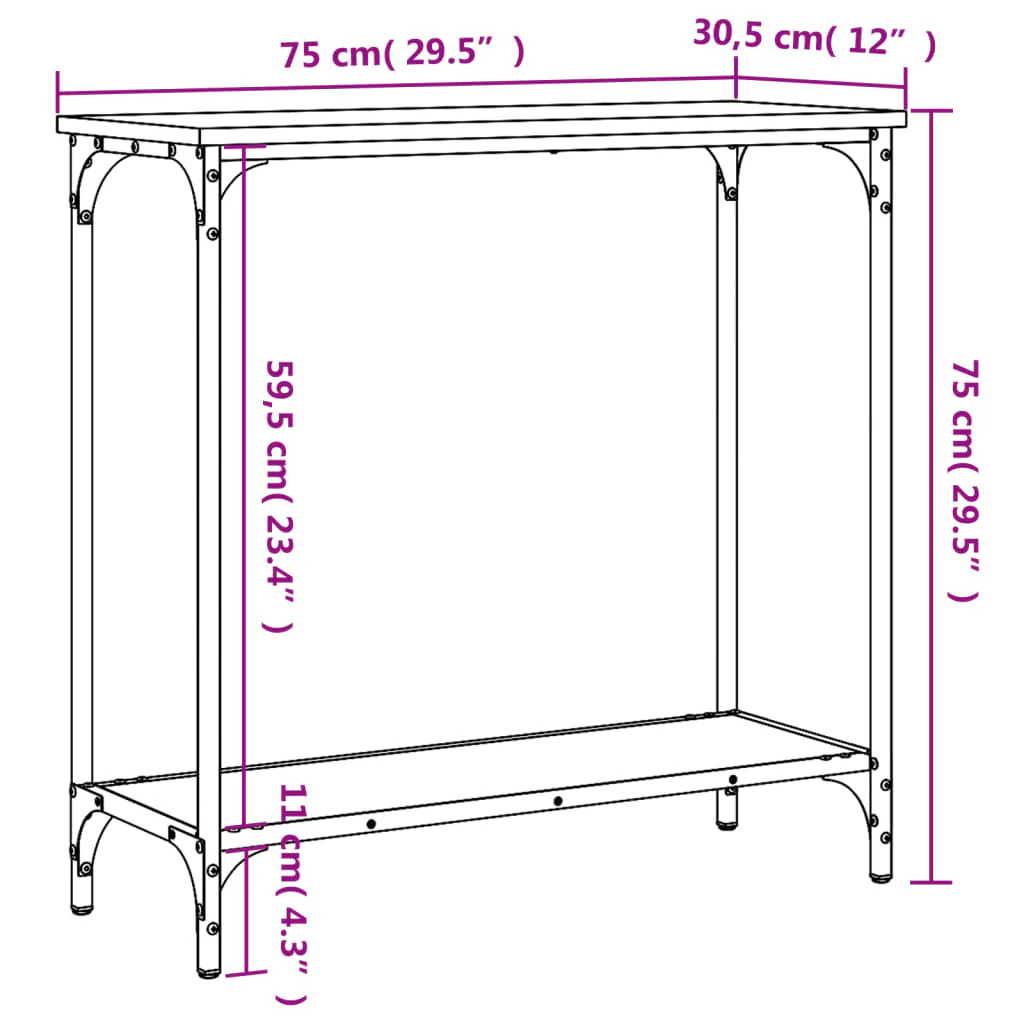 konsolbord Sonoma eg 75x30,5x75 cm konstrueret træ - Image 8