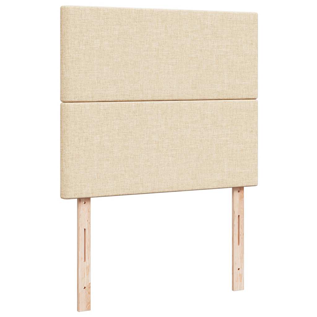 kontinentalseng med LED-lys 120x190 cm stof cremefarvet - Image 8